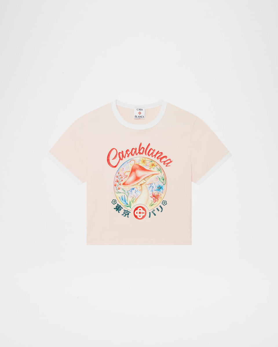 Mushroom Emblem Print Crop Baby T-Shirt